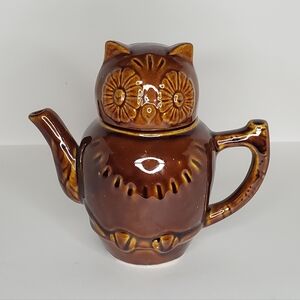 Vintage Brown Owl Teapot Tea Pot : 6" T X 6" W, Taiwan